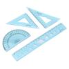 Kit de régua de quatro peças de plástico macio transparente azul ângulo comprimento ferramentas de medição com linha ondulada para ki