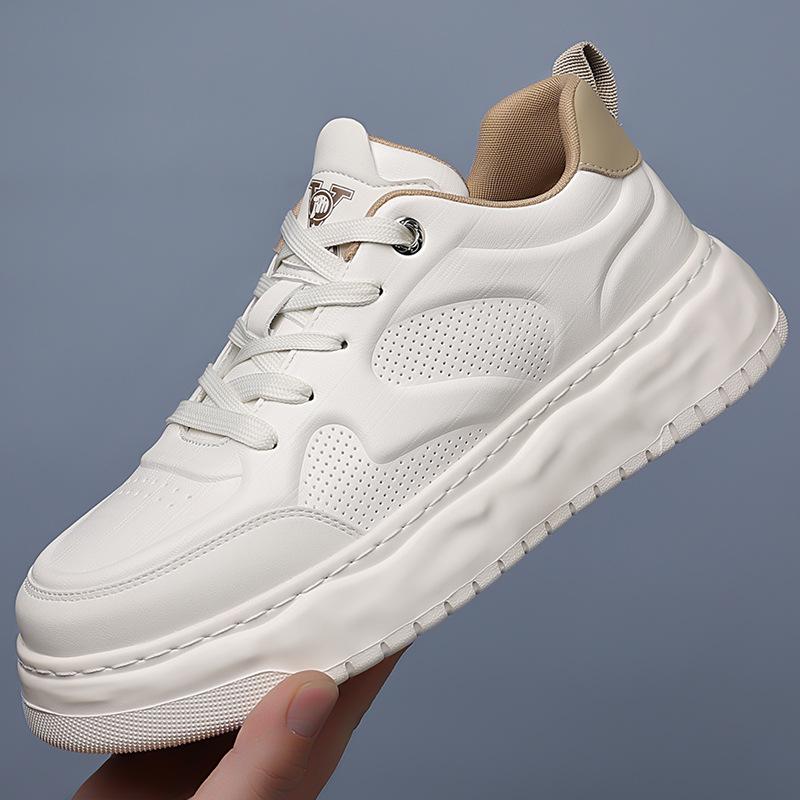 Spring and summer men's shoes new breathable leather surface white shoes platform sports shoes casual board shoes tide