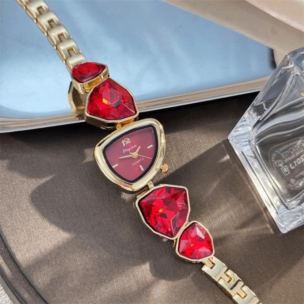 Fashion Irregular Women Quartz Watch Rhinestone Colorful Dial Bracelet Watch Ladies Wristwatches Gifts красный