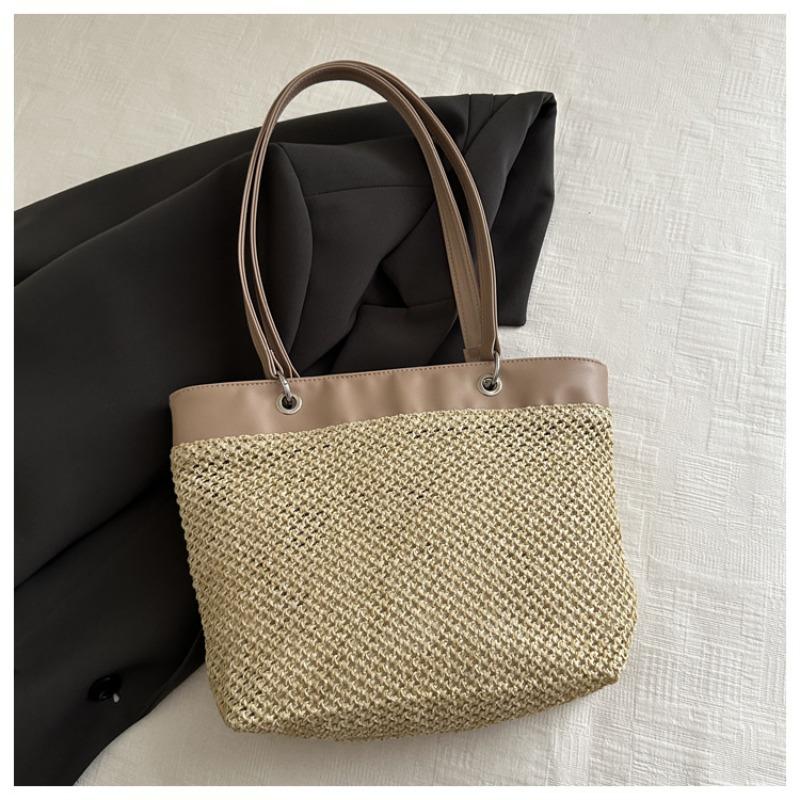 Retro straw bag handbag women's vacation beach style casual versatile niche shoulder bag