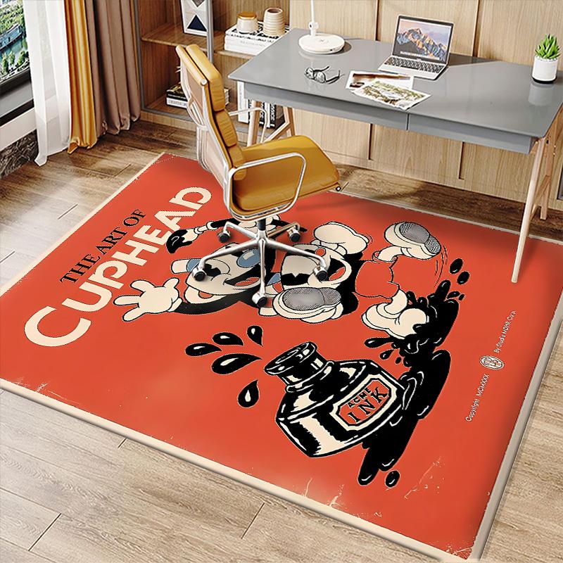Cuphead Printed Absorbent Washable Carpet, Non-Slip Bathroom Mats, Kitchen Rugs, Yoga Mat,Living Room Entrance, Camping Picnic Rugs