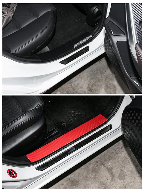 4pc 60CM+25CM Real Carbon Fiber Front Rear Car Scuff Plate Door Sill Cover