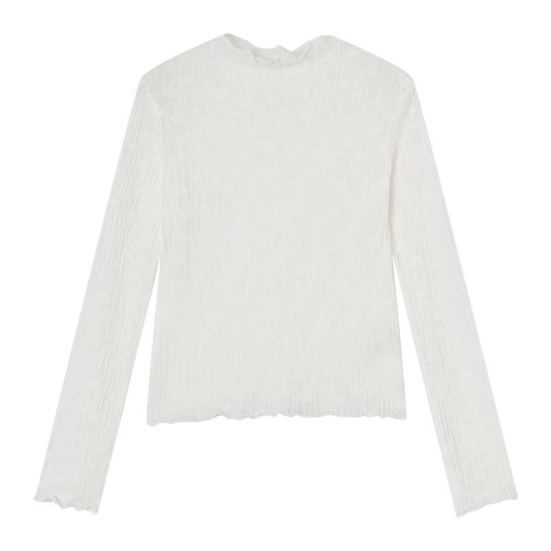 Xiangying Women s French Jacquard Lace Wool Blend Top L