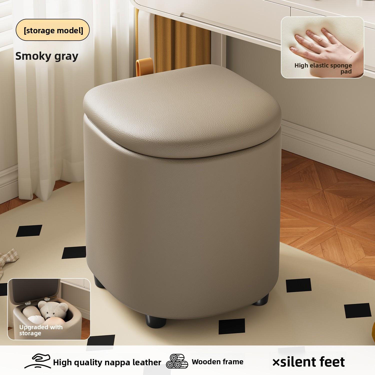 Кожаный пуфик для хранения макияжа стул для переобувания в прихожую спальню с колесиками передвижной мягкий пуфик табурет из массива дерева 16930₽