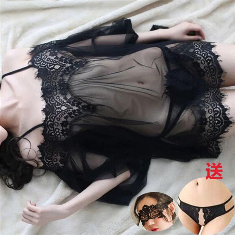 Sexy Lingerie Women Are Extremely Tempting To Flirt Super Saucy Large Size Transparent Lace Suspender Skirt Free Suit