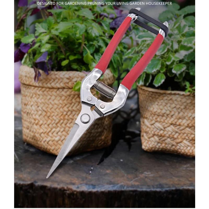 8 Zoll gerader langer Kopf Edelstahl scharfe Klinge Bonsai-Gartenschere Rutschfester Griff Rohrschneider Gartenschere Pflanzen