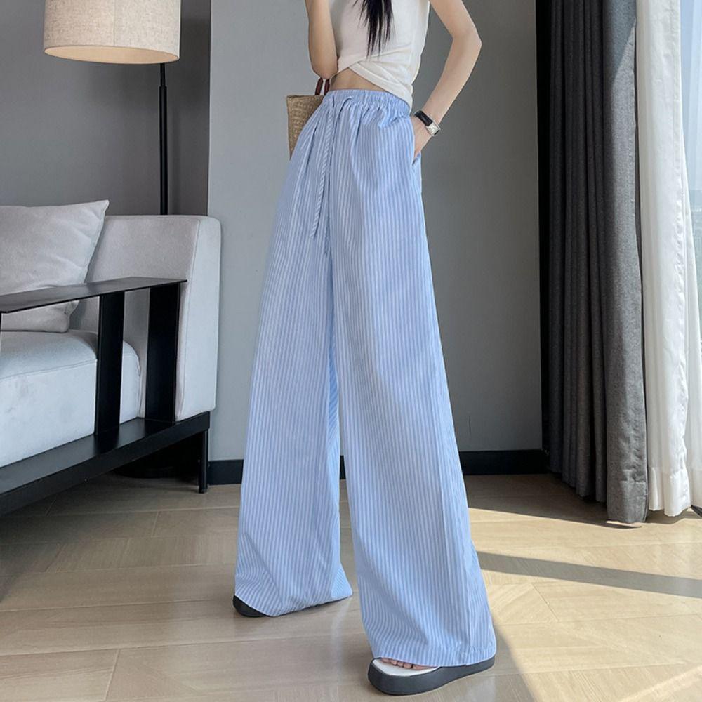 

Y2k Drawstring Pants Women Wide Leg Summer Baggy Trousers Casual Yamamoto Pants Streatwear L синій