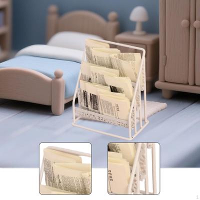 1 :12 Scale Dollhouse Magazine Display Stand Decoration Miniature Newspaper Organizer for