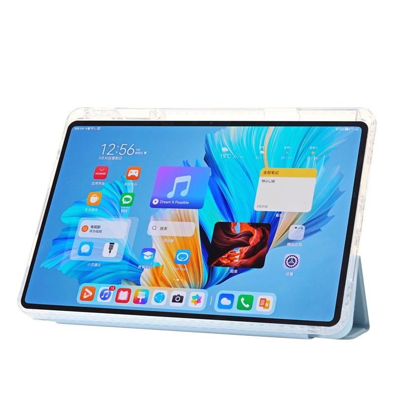 Luxury Transparent Flip Leather Tablet Case for Huawei MatePad 11.5 S 11.5S Case with Pen Holder Acrylic Clear Back Tablet Shockproof Protect Cover