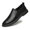 First Layer Cowhide Spliced Casual Formal Slip-on Leather Shoes with Non-slip Rubber Sole