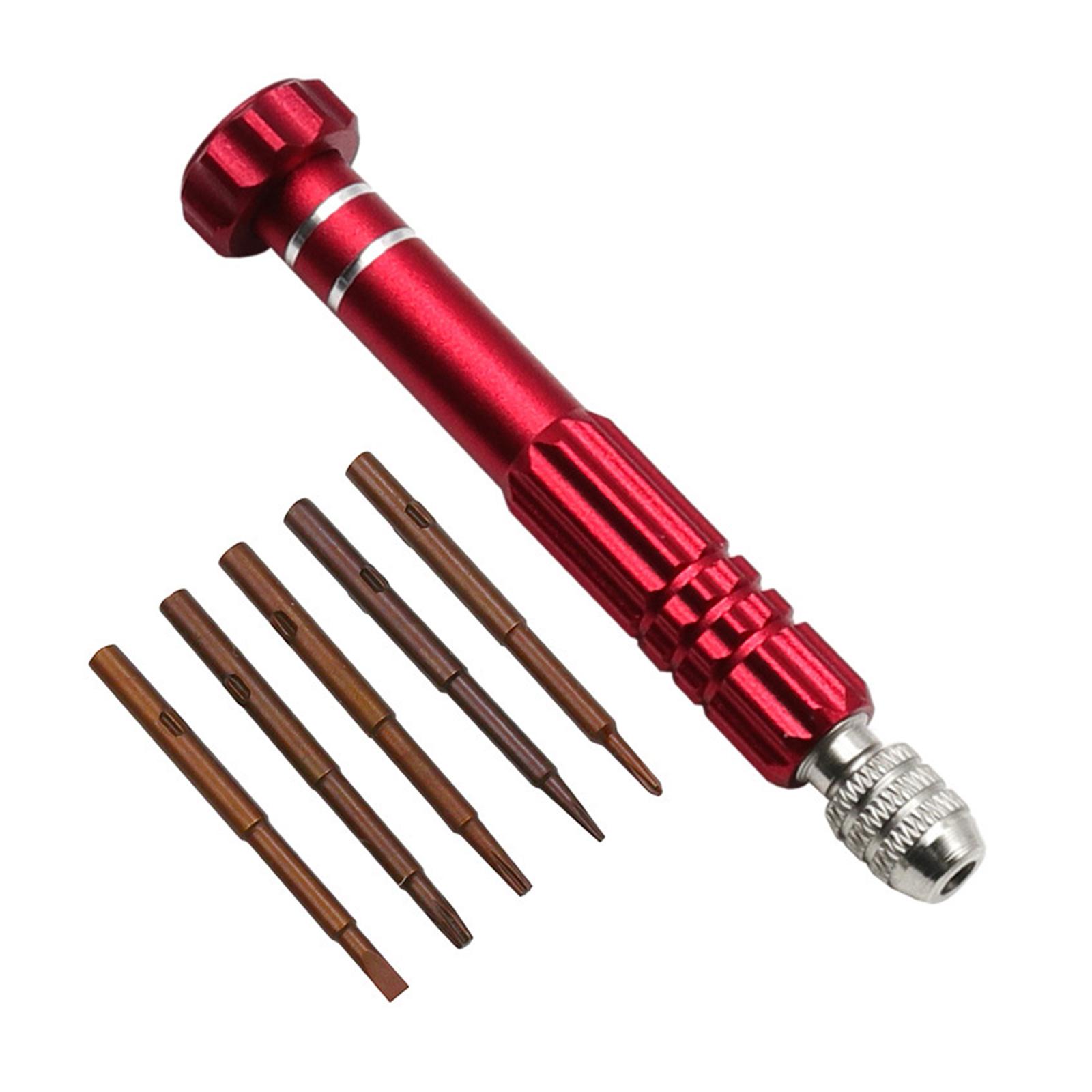 

Портативный набор для разборки отверток 5 в 1 со сменными головками для любителей и мастеров-любителей красный
