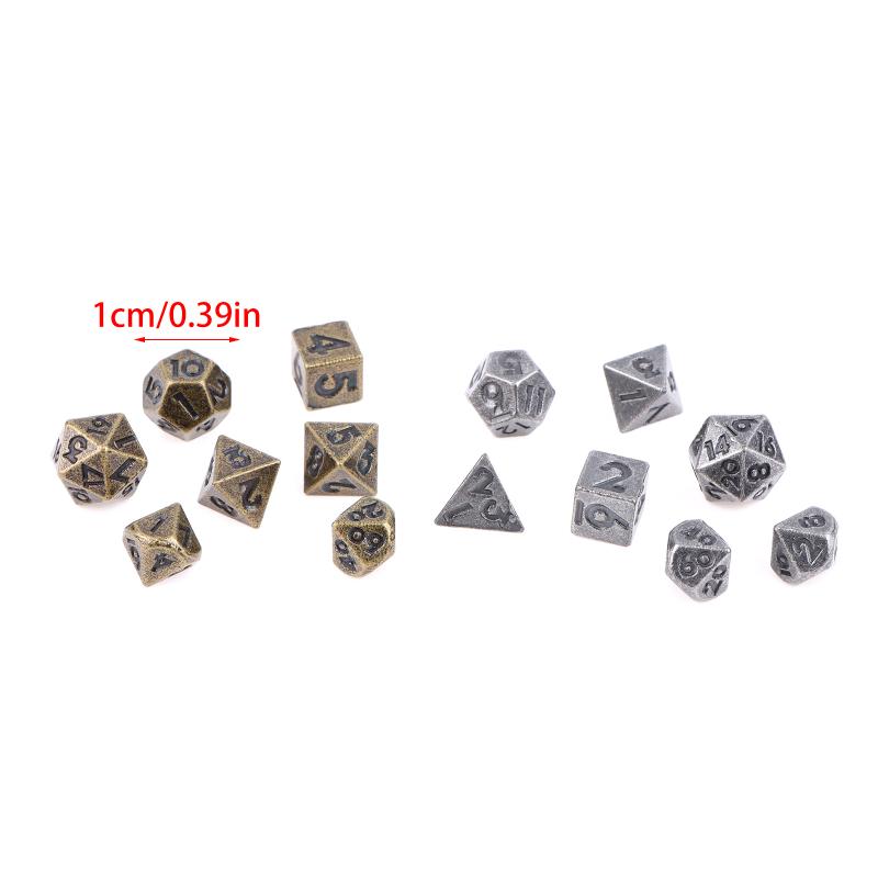 7Pcs/Set Metal Mini Archaized Board Game Dice Set Polyhedral Table Game Dice Role-Playing Dice For Role Playing Games