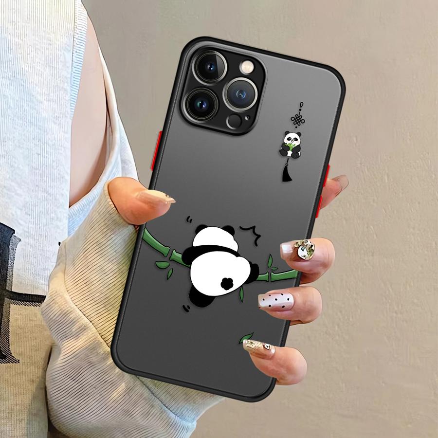 Funda Back Phone Cover Case for iPhone 17 Pro Max Air XS XR 16 Plus 13 Mini 14 11 12 15 7 8 SE Cartoon Cute Panda