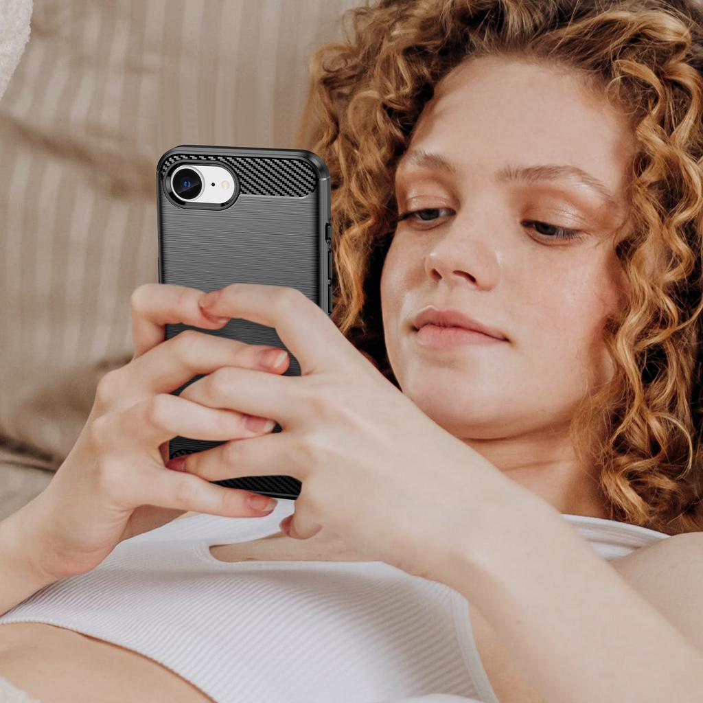 For iPhone 16e Case with Screen Film WANLONFENG LS Series Big Lens Hole Brushed Texture TPU Phone Cover