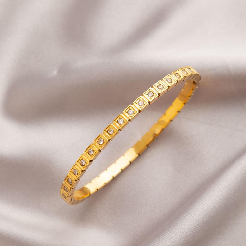 Leichter Luxus High-End Voll Diamant Titanstahl Armreif - Damen Modischer Temperament Schmuck