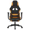 Gaming Chair with Massage Function & Footrest Black and Orange Fabric