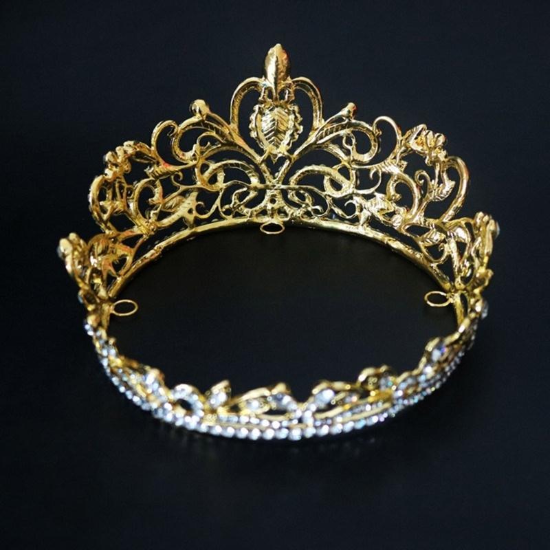 Wedding Crown Tiaras Round Crown Bridal Crown Metal Tiaras Princess Crown for Party Halloween Proms Birthday Banquets