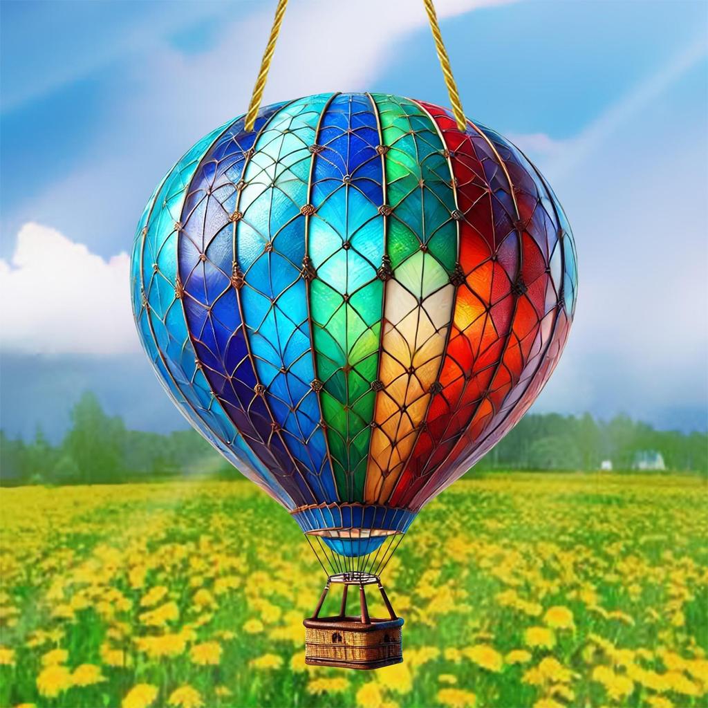 Cross-Border Hot Air Balloon Sun Catcher: Stained Glass Acrylic Garden Decoration Pendant