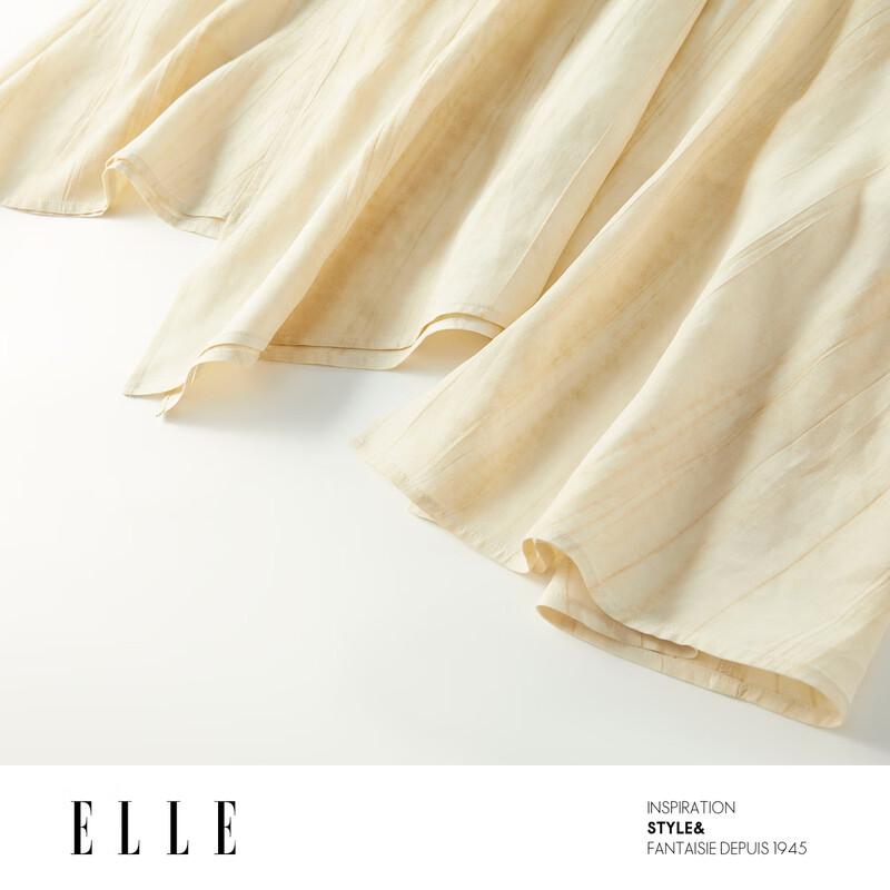 ELLE Draped Lyocell Linen Blend A-Line Skirt