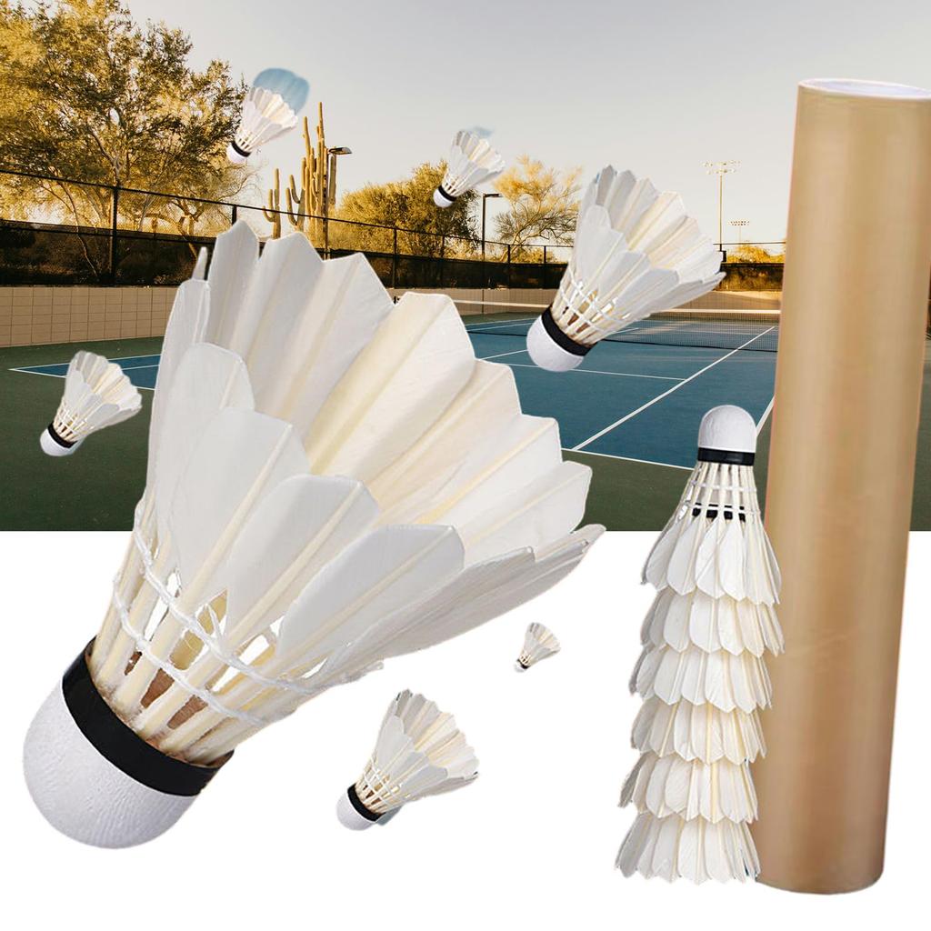 Duck Feather Badminton Shuttlecocks 12 Pack Durable Training Outdoor Sports Set White