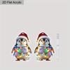 2D Flat Cartoon Penguin Light Bulb Santa Hat Acrylic Dangling Hook Christmas Earrings for Women Lightweight Statement Funny Animal Dangle Drop Earring