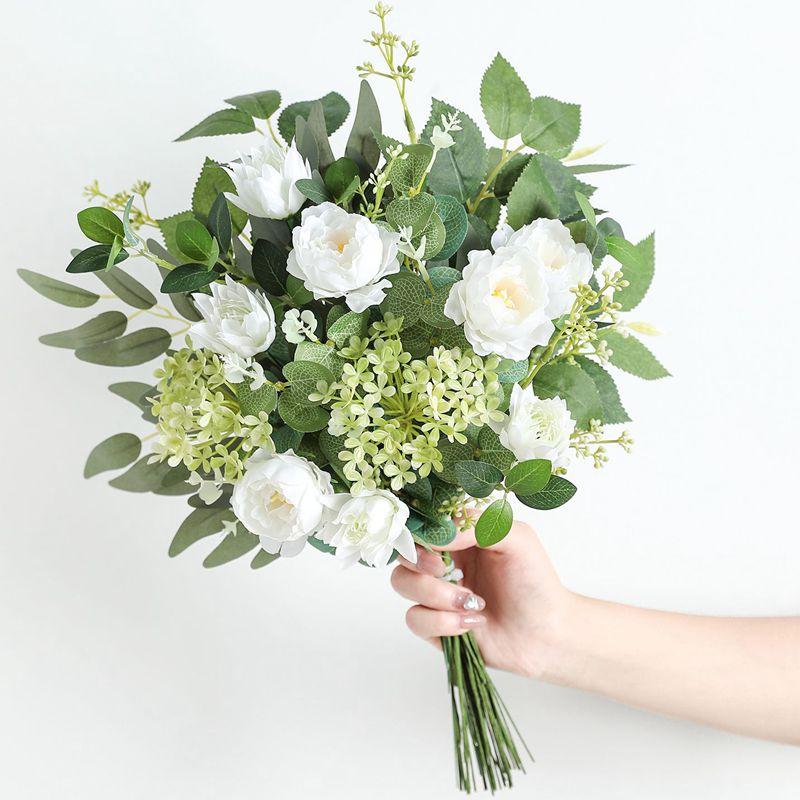 Green Artificial Leaves Plants Bouquet for Home Room Decor Garden Wedding Decoration Bridal Hand Bouquet Ornament DIY Accessory