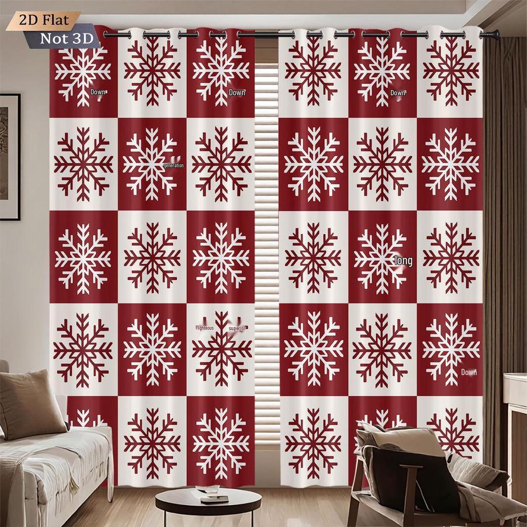 Customizable 3D Santa Christmas Blackout Curtains - High Precision Polyester with Sun Protection