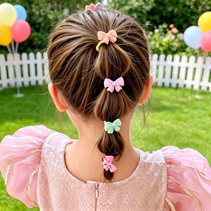 Cute Cartoon Hair Ropes Sweet High Elastic Rubber Bands Headwear With Handheld Box Bow Hair Ties For Kids