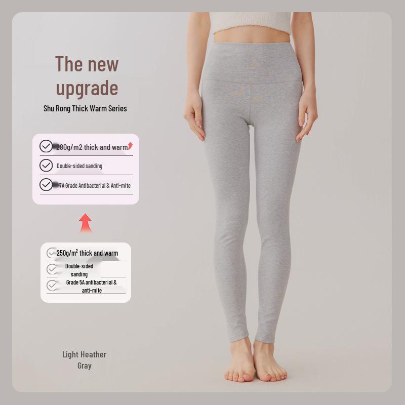 Pantaloni termici de bumbac cu talie înaltă pentru femei - Catifea confortabilă, Îngroșați, Croială elastică