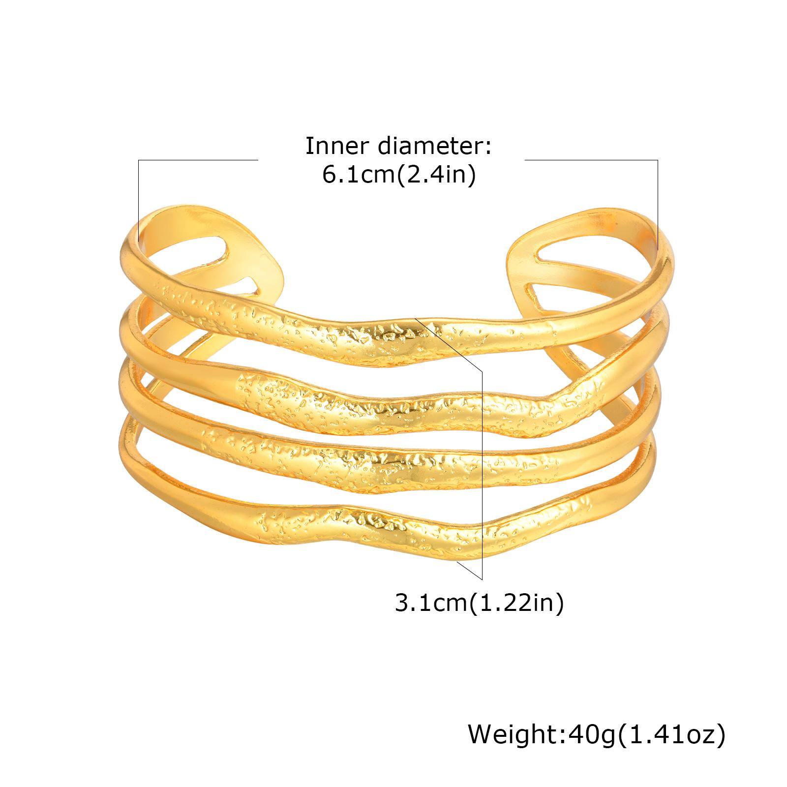 

Exaggerated Four Layer Wide Chunky Bracelet Stainless Steel 18K Gold Plated Irregular Open Bangle Geometric Luxury Jewelry Gift