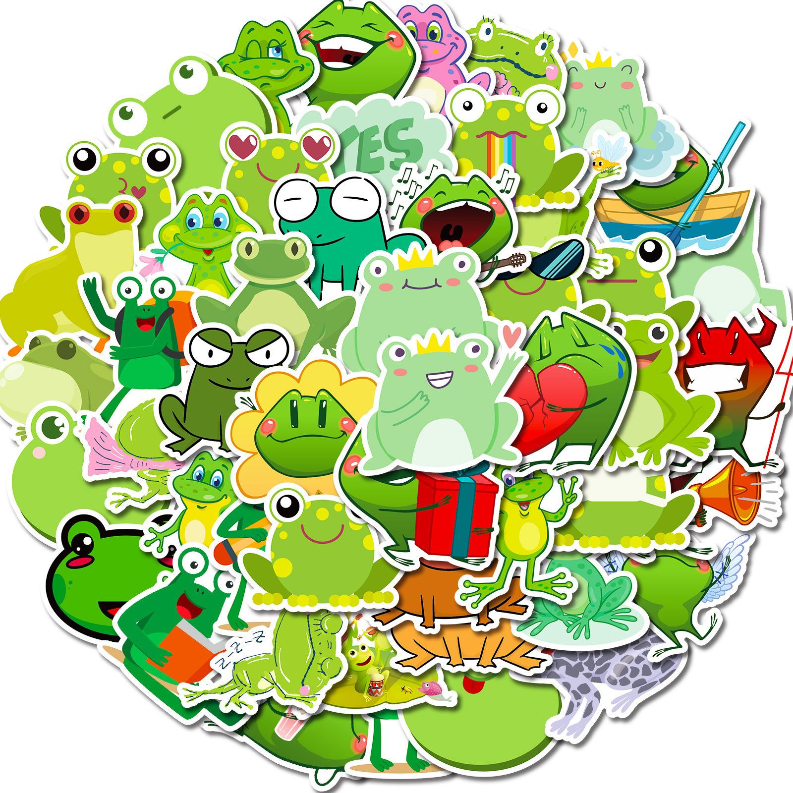 

Распродажа T01040583 50 наклеек серии Cartoon Quack, милая лягушка, полный набор наклеек-граффити для багажа