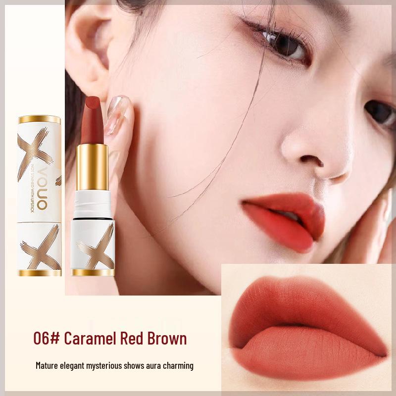 Soft Mist Velvet Matte Lipstick Set - Red-Brown Bean Paste: Non-Fading, Waterproof & Non-Stick