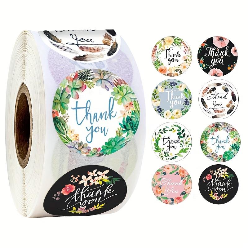 

Round Floral Thank You Stickers, Handmade Stickers for Baking, Envelope Business Stamps, and Label Stickers A