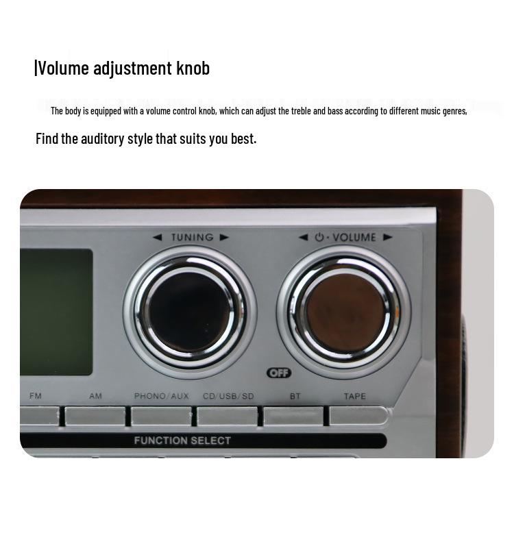 Cross Classic Multifunction Retro Record Player with HIFI Harman Sound, CD, Cassette, and Bluetooth Speaker