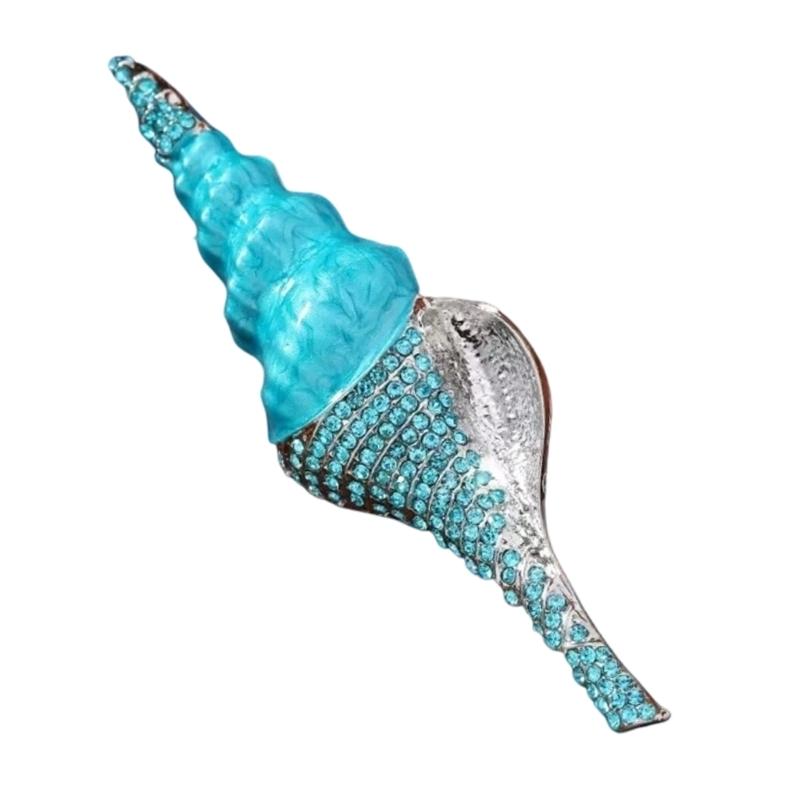 Creative Conch Brooch Pin Fashion Animal Theme Rhinestones Embellishment Stylish Outfit Enhancer For Daily Wear