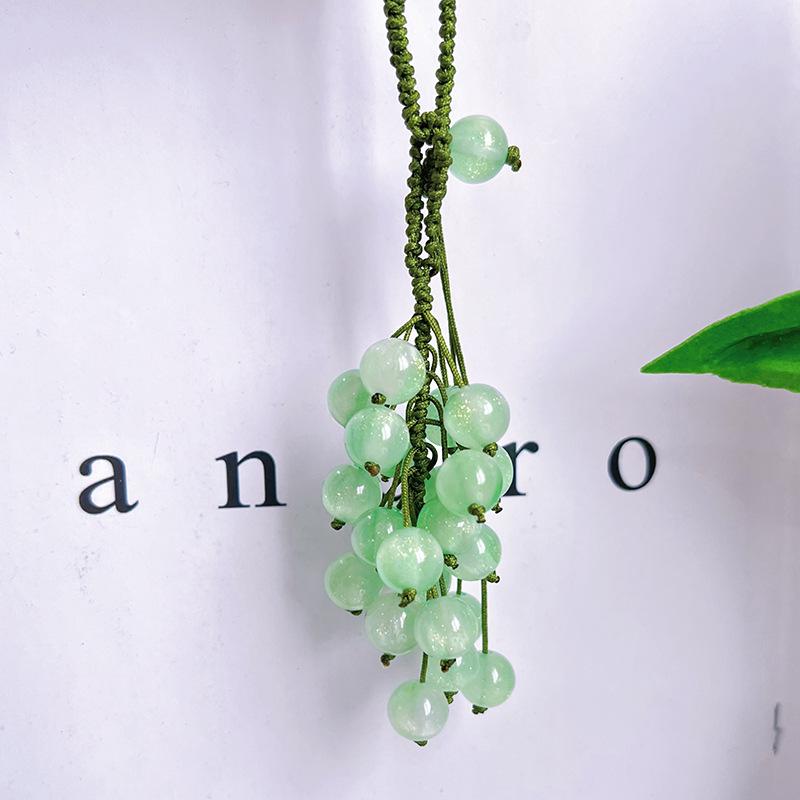 Color-Changing Grape Pendant Keychain Diy Hand Woven Material Package Bead Car Key Backpack Pendant Decoration Accessory