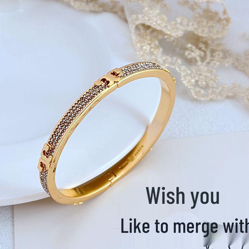 

Элегантный европейский и американский металлический браслет, полностью инкрустированный бриллиантами золотой