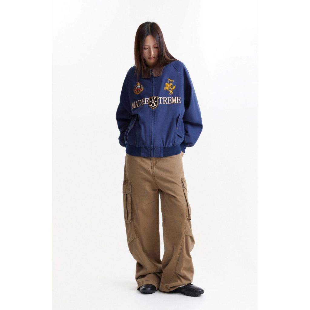 EastRogue Detroit Embroidered Jacket for Men, Autumn Retro Streetwear, Vintage Twill Cotton, Asute