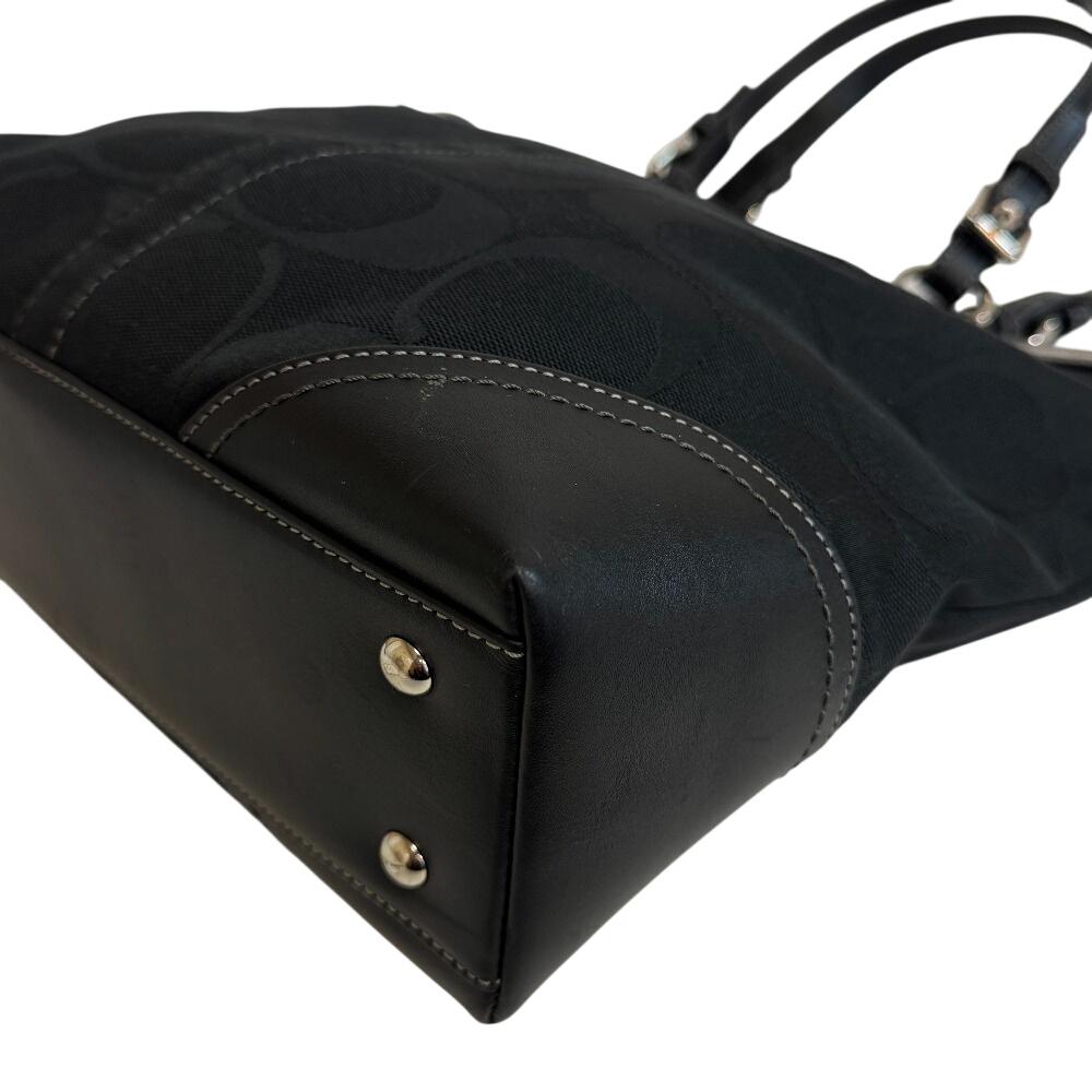 Coach 10445 Shoulder 2way Signature Canvas Tote Bag Black Canvas Used
