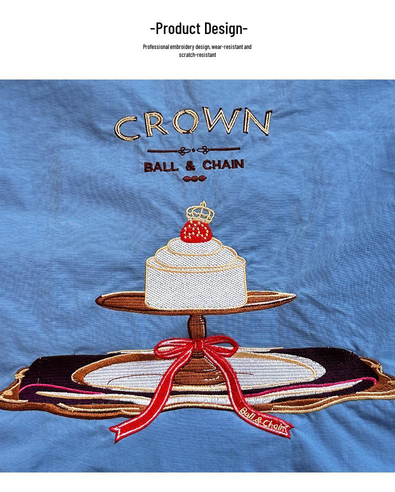 Crown Cake Japanese Girl Embroidered Canvas Crossbody Tote Bag - Large Capacity for Spring Outings