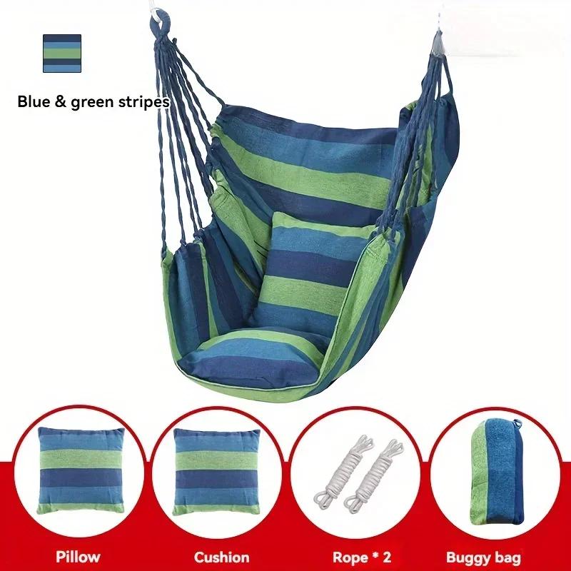 Hammock Chair Portable Outdoor Camping Hammock Chair Canvas Leisure Swing Hanging Chairs Rope Swing for Indoor Camp Hammocks