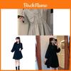 Frühlings-Kleid im koreanischen Stil mit Polokragen, Tunnelzug in der Taille und A-Linie für Freizeit und Reisen