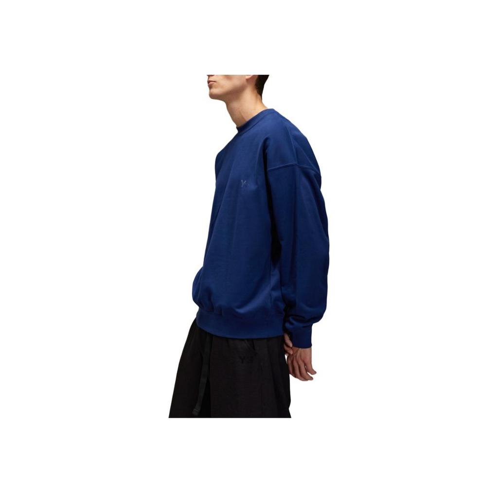 Y-3 Solid Color Round Neck Drop Shoulder Long Sleeve Sweatshirt Men sweatshirt Dark-Blue JM7867