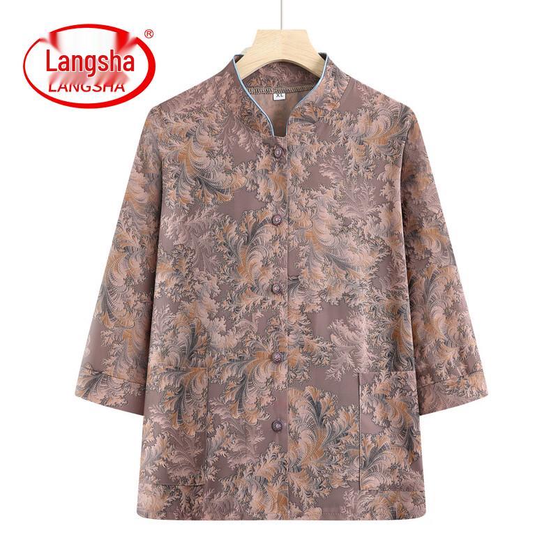 LangSha Women s Floral Print Long Sleeve Shirt XL