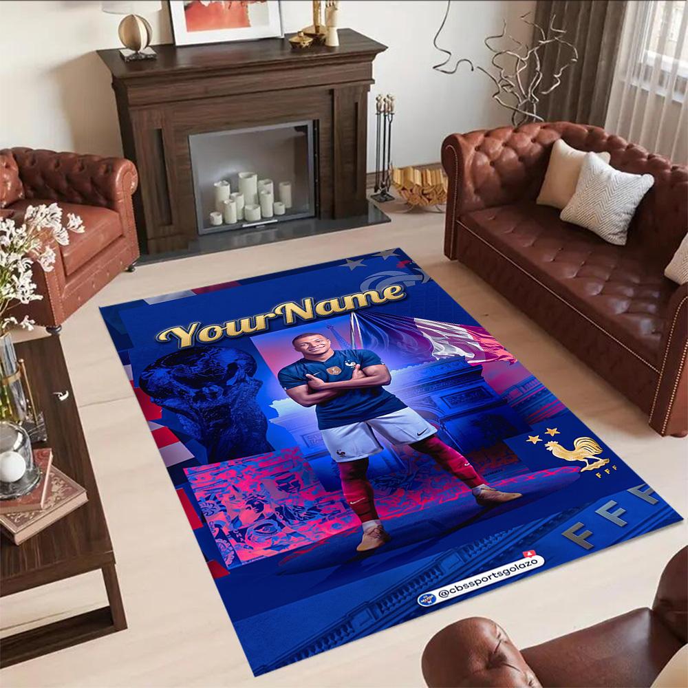 Mbappe 211 Customized Name Floor Mat Perfect for Living Rooms Outdoor Study Room Dormitory Antislip Carpet Decorate Offices Best for Christmas