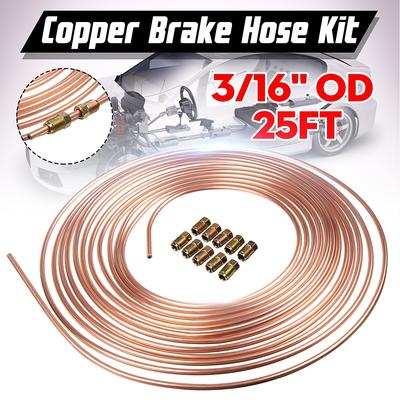25ft Braided Front Break Hose Copper Nickel 3/16''OD Roll Coil Brake Lines Tubing Kit Fittings Patrol Brake Line Pipe