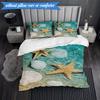 3PCS Ocean Starfish Shells Bedding Set,Including 1pc Duvet Cover And 2pcs Pillowcases Perfect for Bedroom, Dormitory, Fan Christmas gift