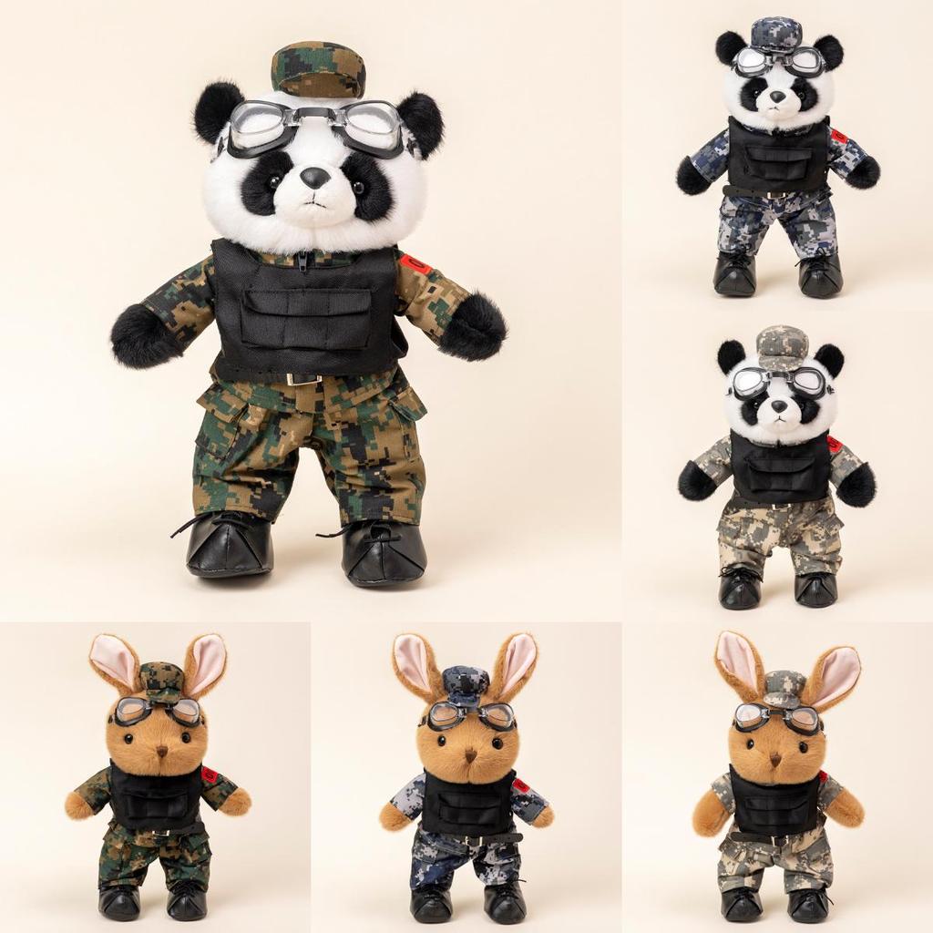 Rabbit Panda Plush Stuffed Toy Removable Military Souvenir Xmas Gift