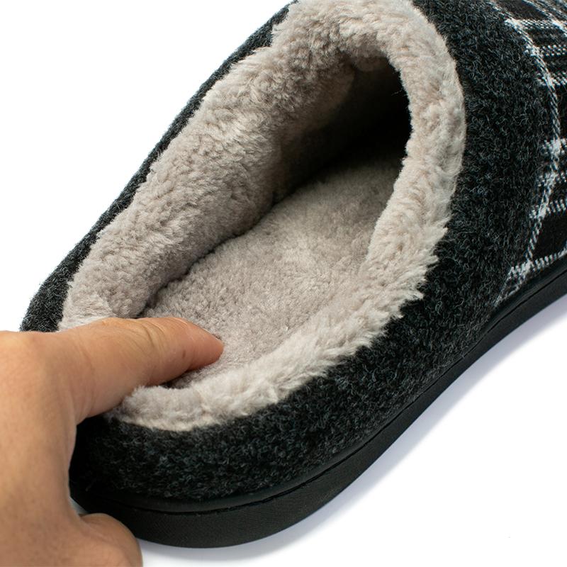 Men Slippers Black New Winter Suede Slippers Warm Indoor Slipper Waterproof Home House Shoes Men Warm Velvet Fur Knitting Shoes