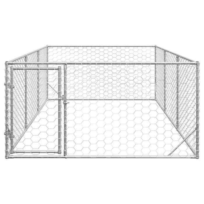 VidaXL Outdoor Kennel for Dogs Door 2x4x1 M Galvanized Steel, Outdoor Dog Cage, Large Dog Cage, Enclosure 4105412